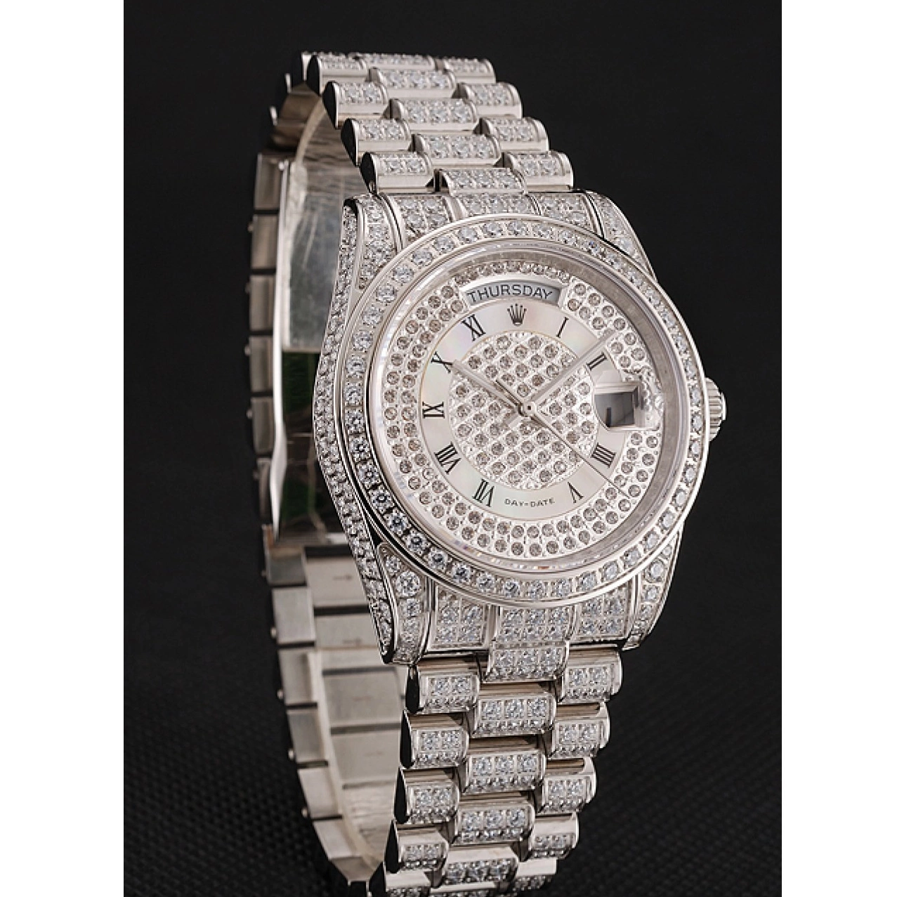 Good Copy Rolex Watches Diamond Bracelet 1453950 Pave Case Dial Swiss Diamond Rolex Diamond Day-Date 0816